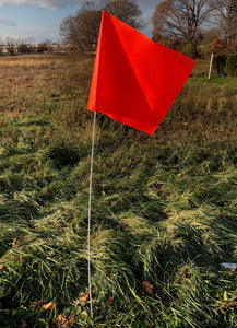 Rectangular flag in Fluorescent Red/Orange on a 6-foot pole, 1/4" diameter