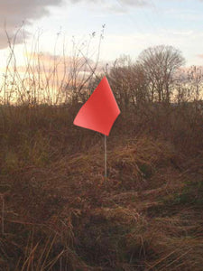 Rectangular flag in fluorescent red orange color on 6-foot pole with 1/4" diameter