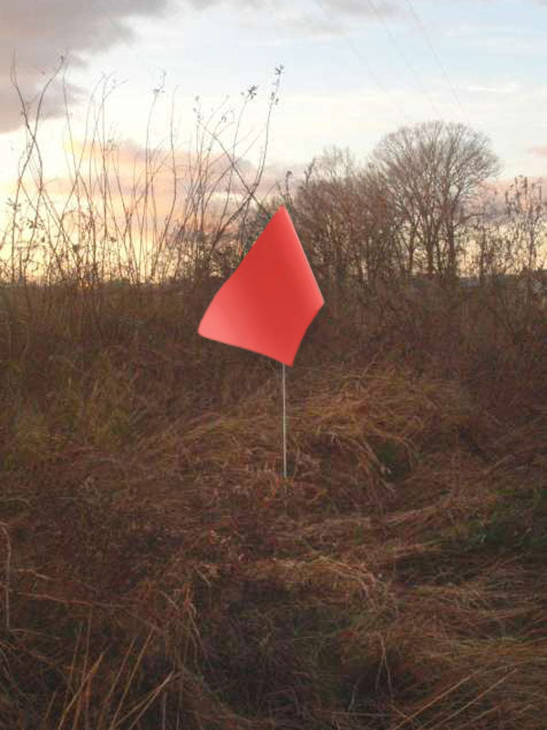 Rectangular flag in fluorescent red orange color on 6-foot pole with 1/4